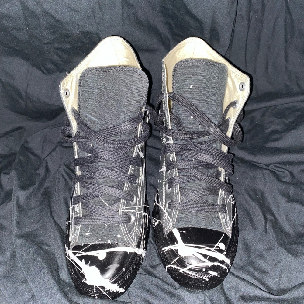 Converse Black, White, & Gray Splatter High-Tops - Picture 2 of 4